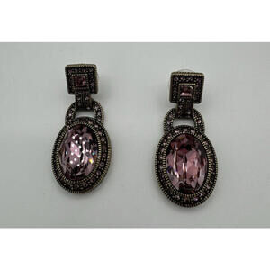 Heidi Daus Drop Gold Tone Pink Crystal Earrings